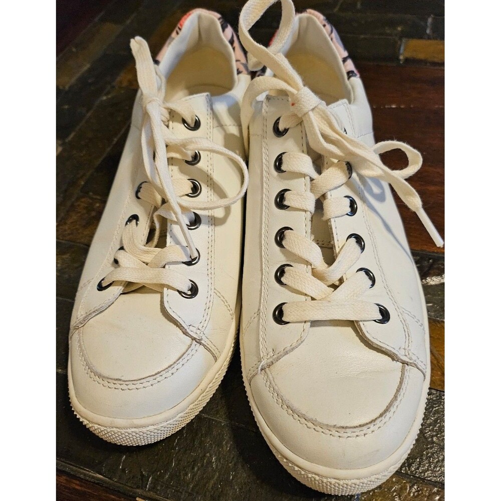 Coach White Canvas Sneakers Floral Heel Size 8
